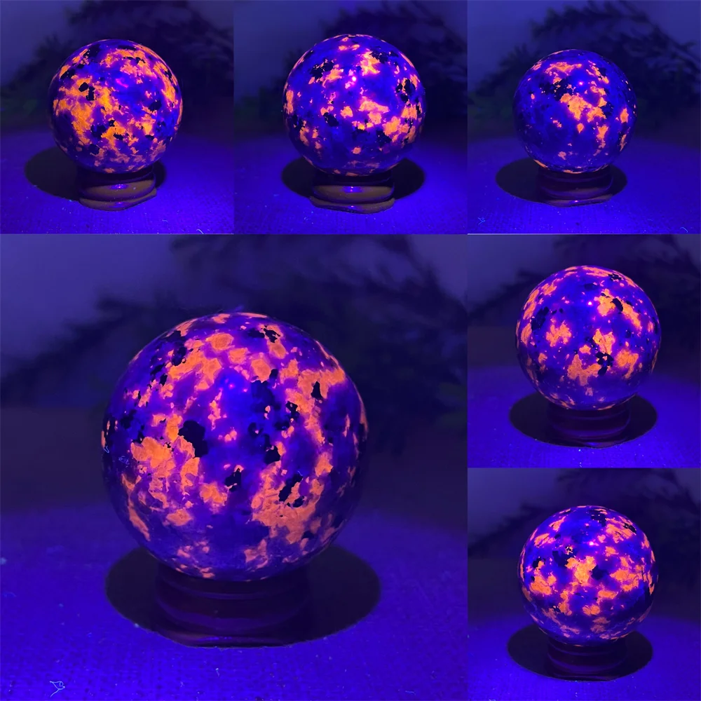 140-150g Crystal Natural Sphere Ball Gabbro Fire Stone Quartz  Mineral Spiritual Feng Shui Reiki Home Decoration Energy+Stand