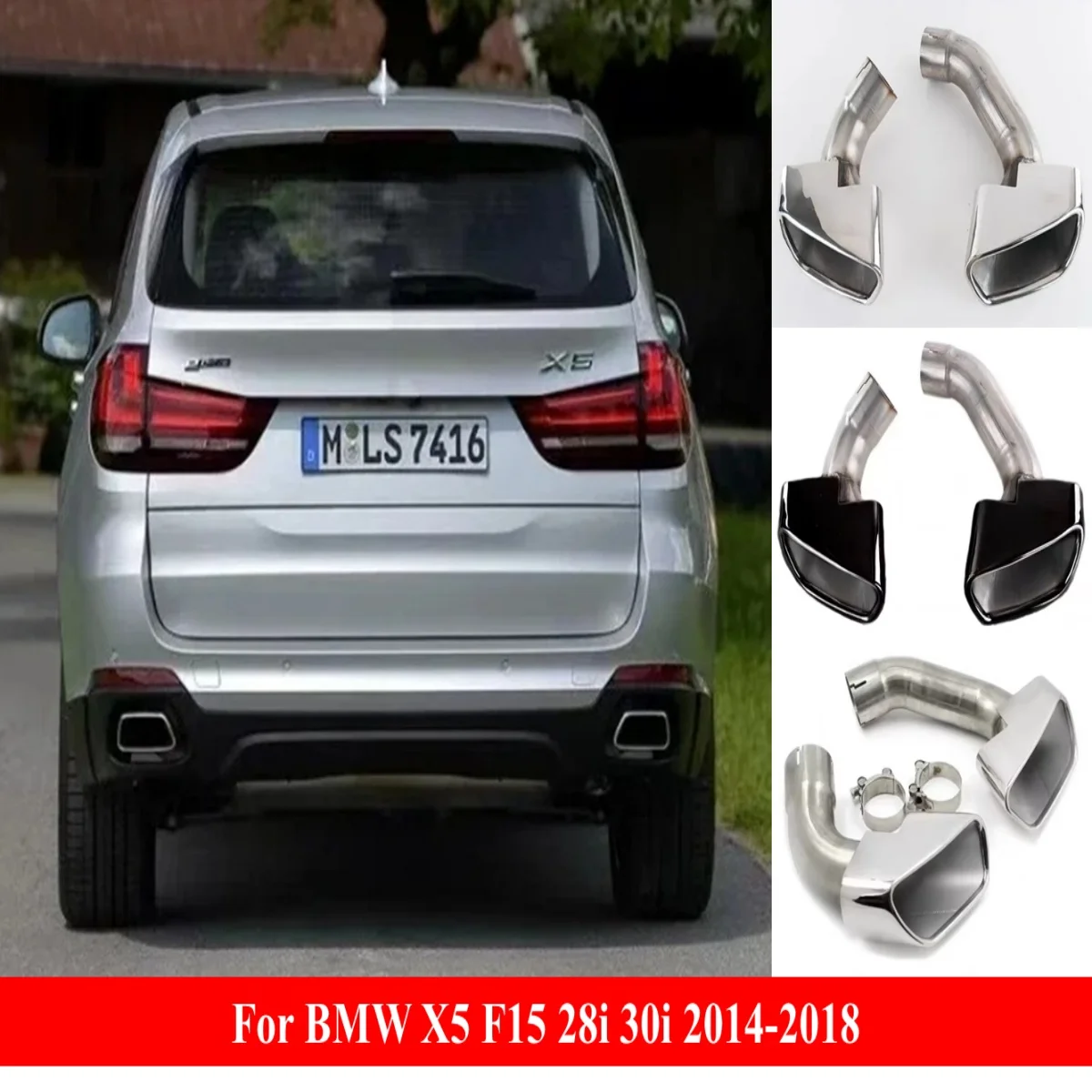 Exhaust System For BMW X5 F15 28i 30i 2014-2018 Auto parts Exhaust End Tip Square Muffler Tip Car Exhaust Pipe X series Tailpipe