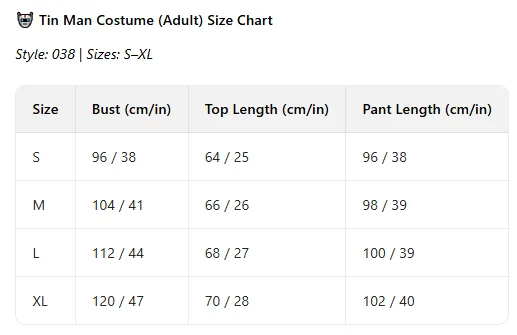 Tin Man Cosplay Costume Adult Male Iron Outfit Themed Stage Performance Dress Up Party Wear view 3