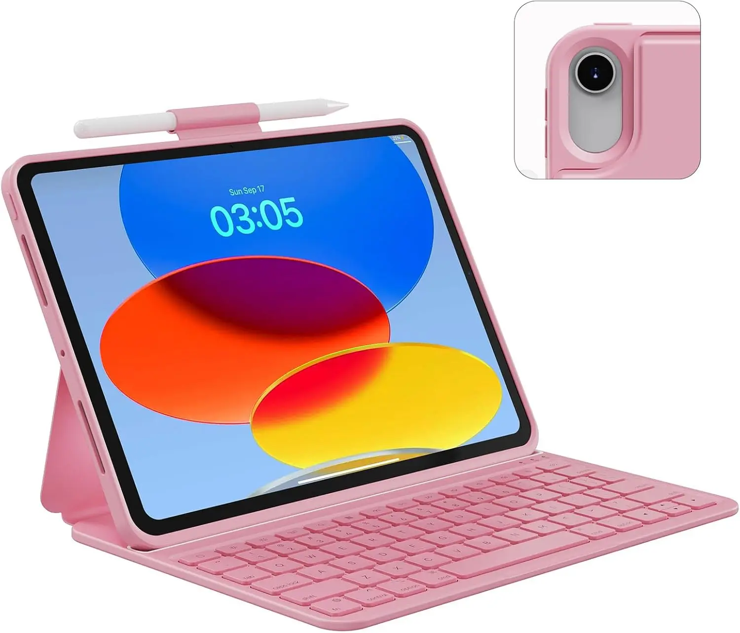 

Wireless Magnetic Keyboard Case for iPad 10th & 11th Gen (2025), Rechargeable with Pencil Holder in Pink