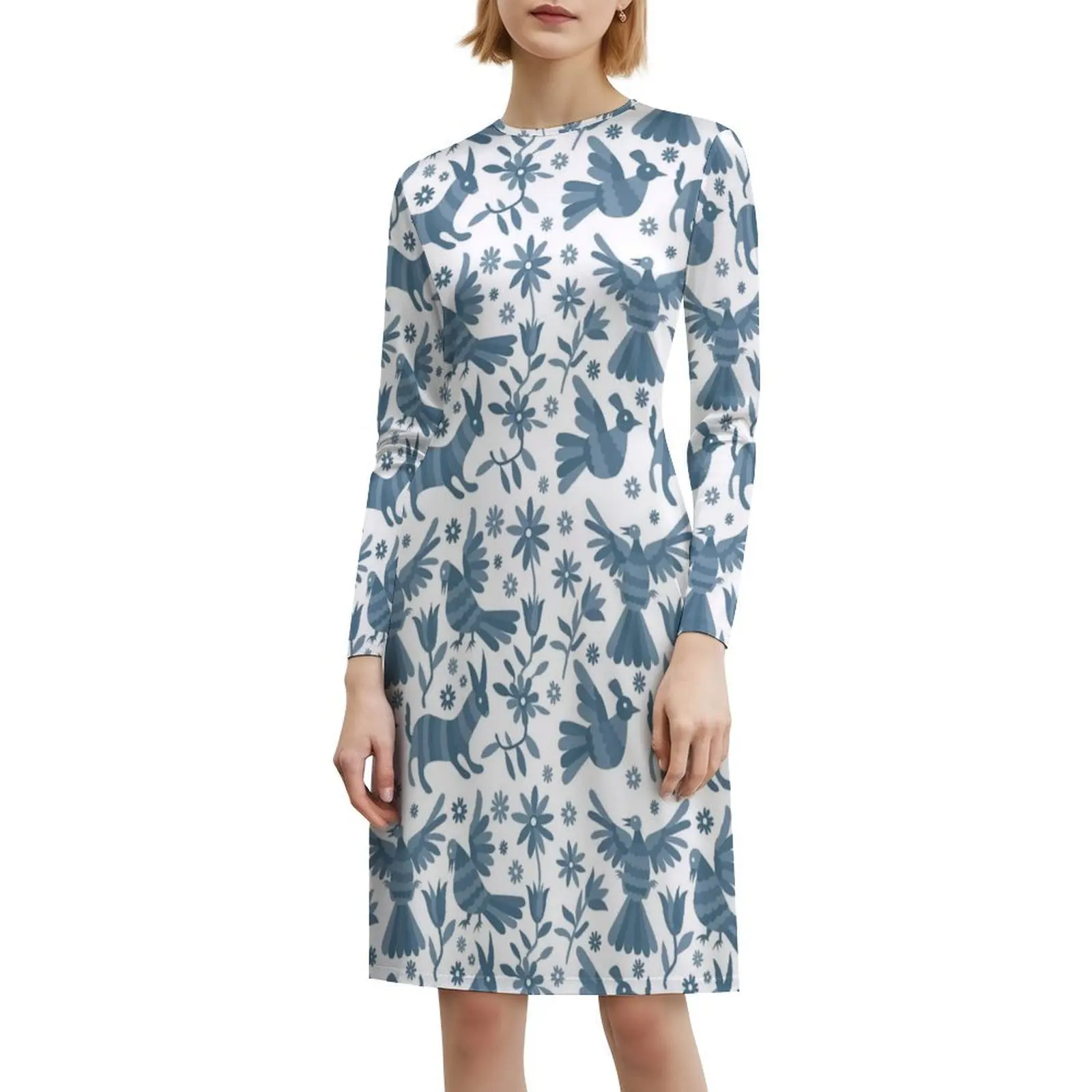 أوتومي الأزرق أوتومي الملمس المكسيكي أوتومي المكسيكي الفن مثير عطلة فستان للنساء شاطئ حفلة عيد ميلاد فستان قصير المكسيكي أوتومي #6