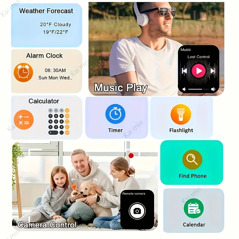 VETXI Smartwatch for iPhone/Android, Full-Touch HD Screen
