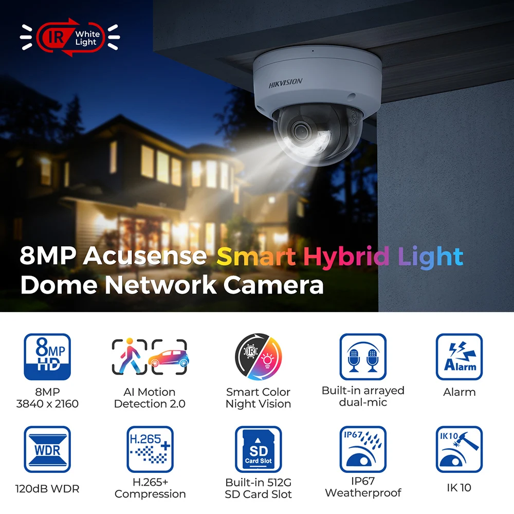 

Hik 4K 4Mp 8Mp Acusense Dual Light IP Camera CCTV Surveil System 4ch 8Ch 16Ch 32Ch Facial Recognition POE Nvr Kit Camera System