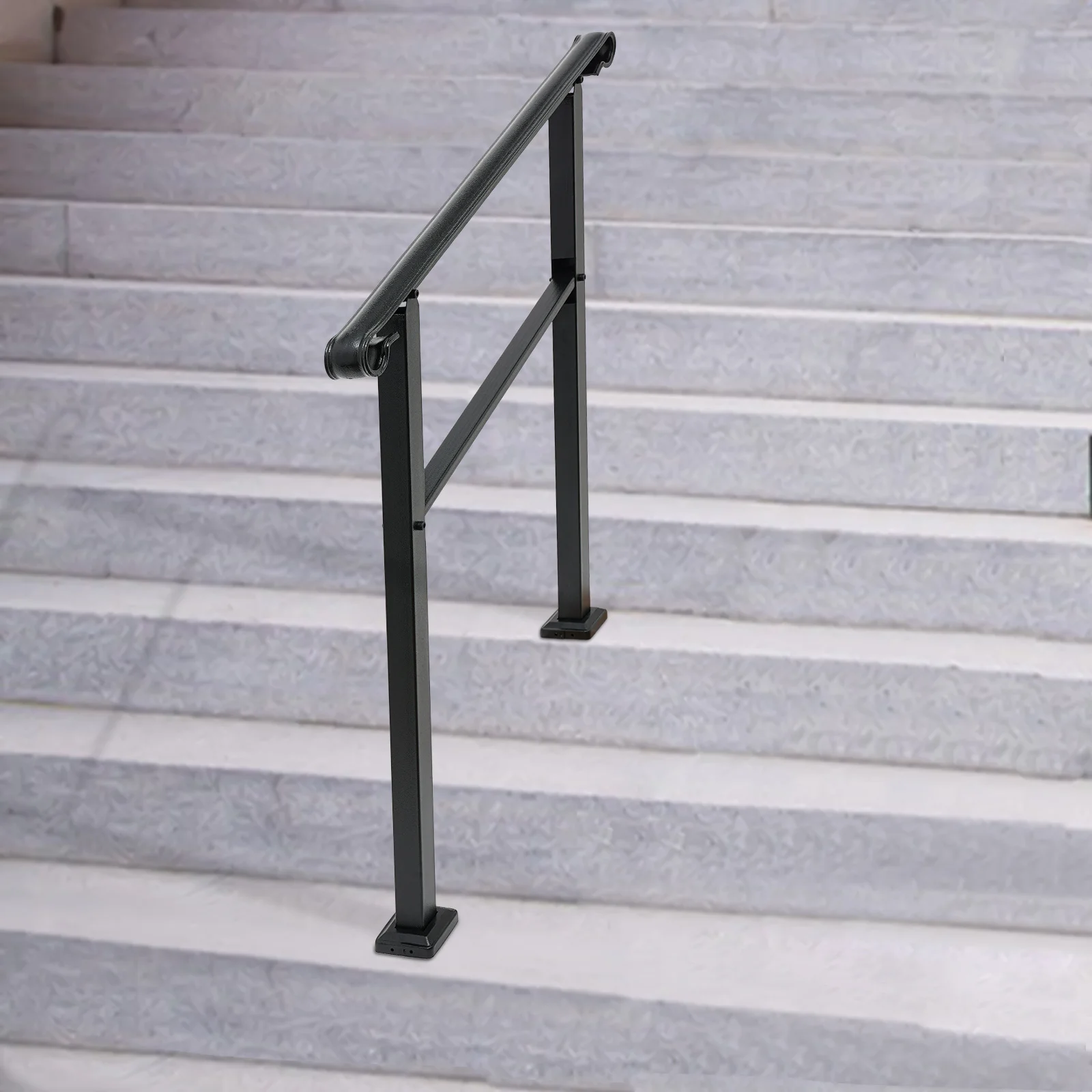 3FT Black Wood Handrail - Outdoor Safety Railing for Stairs & Porches, Quick Install