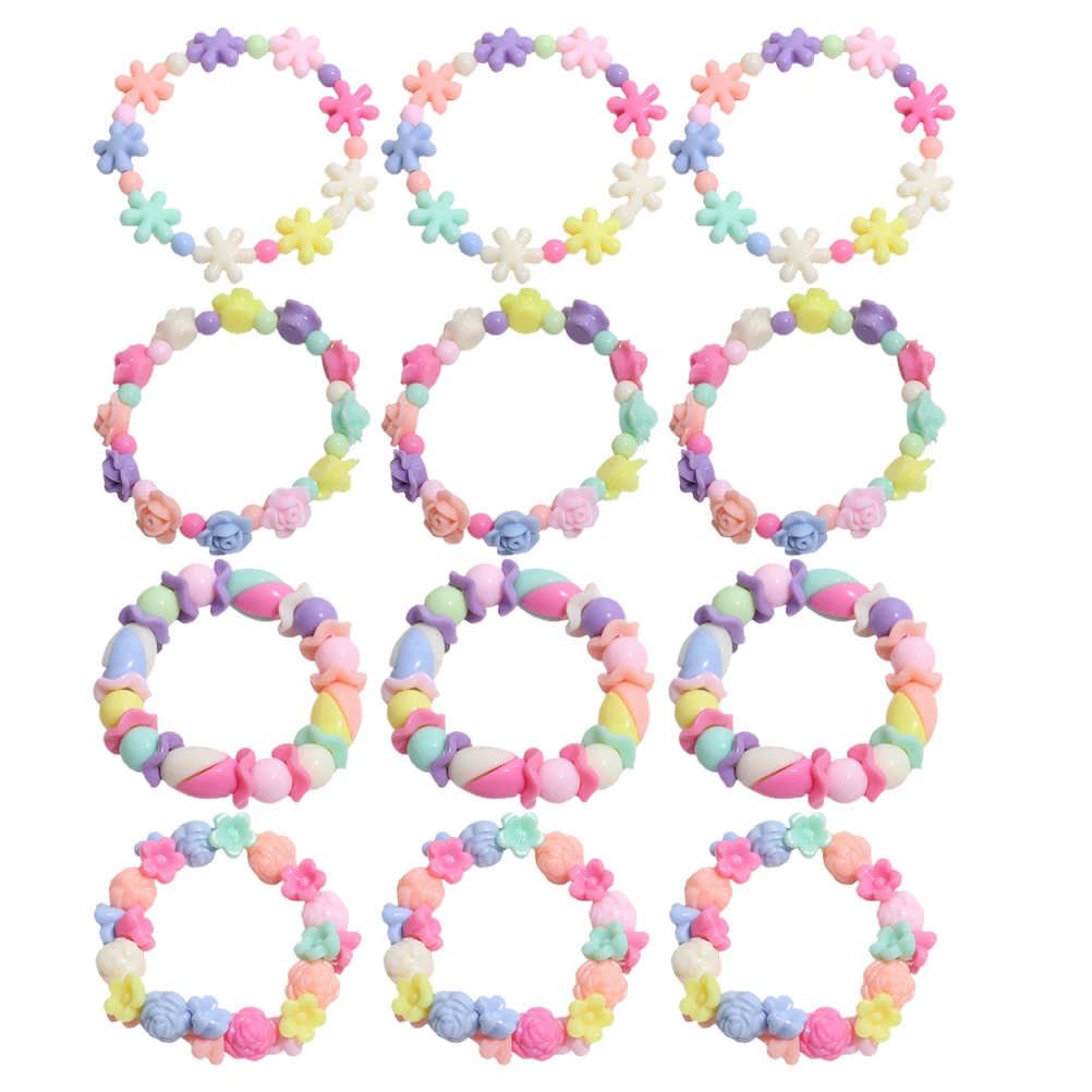 

12 Pcs Decorate Cartoon Bracelet Girl Kid Gifts Acrylic Girls Colorful Bracelets