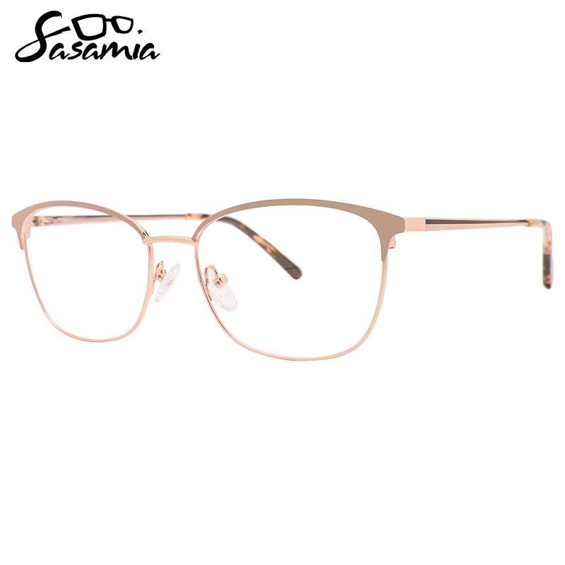 

SASAMIA Female Full-Rim Flat Cat Eye Optical Metal Frames Prescription Lens Matt Painting Colors Glasses For Women MW3075