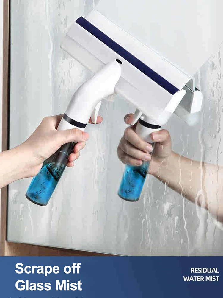 Window Wiper Window Cleaner with Patented Sewage Collection Bottle Soft Silicone Squeegee for Glass Mirror Bathroom Tile