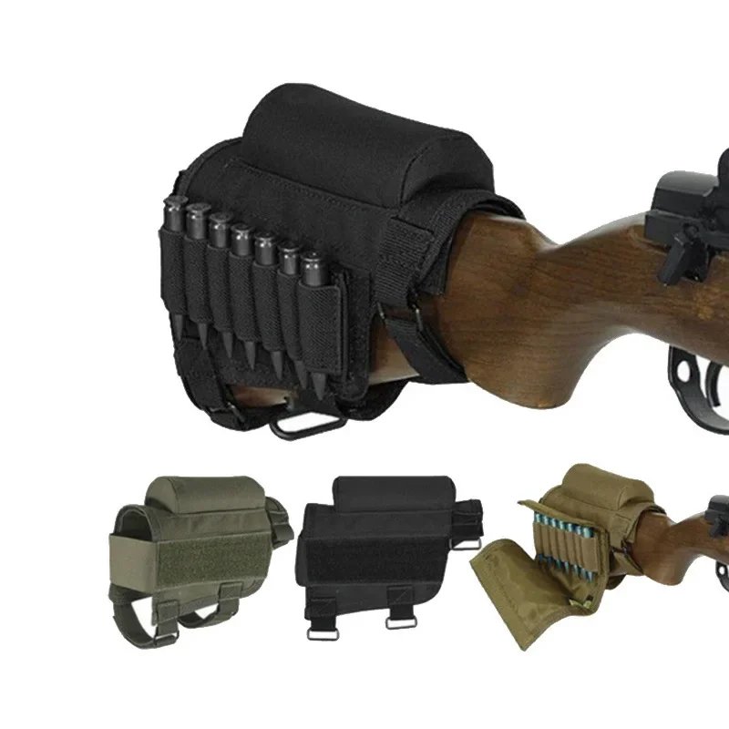 Rifle Stock Buttstock Cheek Rest Pouch With Ammo Shell Carrier Holder Outdoor Hunting Gun Accessories Bullet Bag