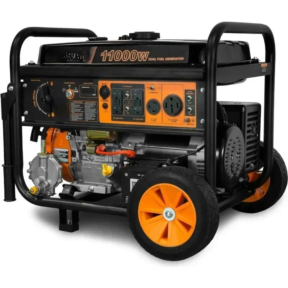 

DF1100T 11,000-Watt 120V/240V Dual Fuel Portable Generator with Wheel Kit and Electric Start - CARB Compliant, Black