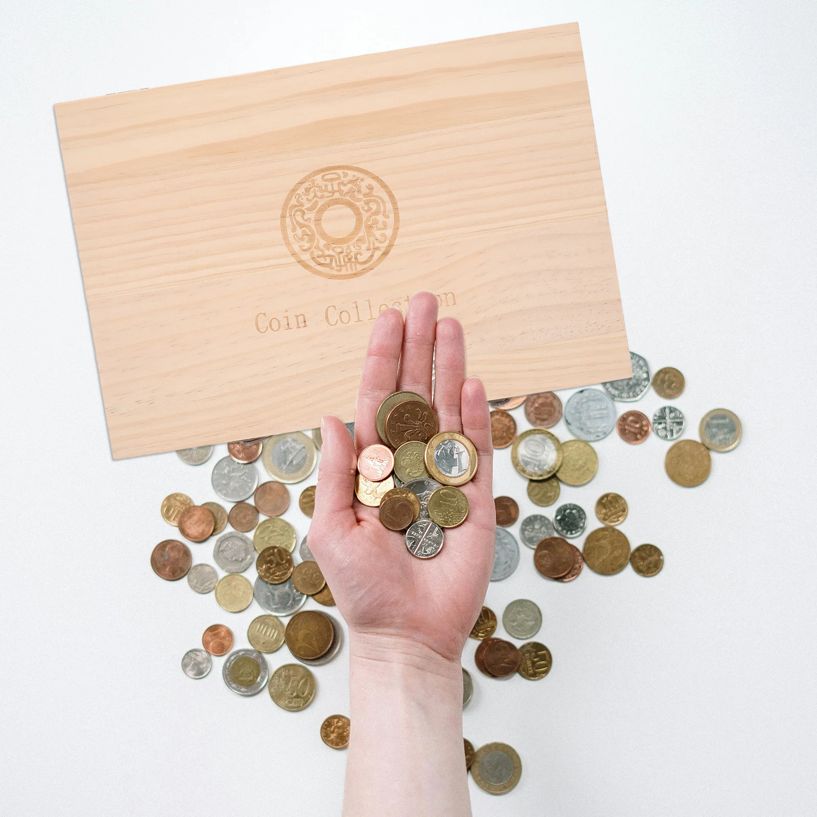 Coin Storage Box Wooden Display Case With Adjustable Eva Rings Lockable For Coins Medals Badges Organizer