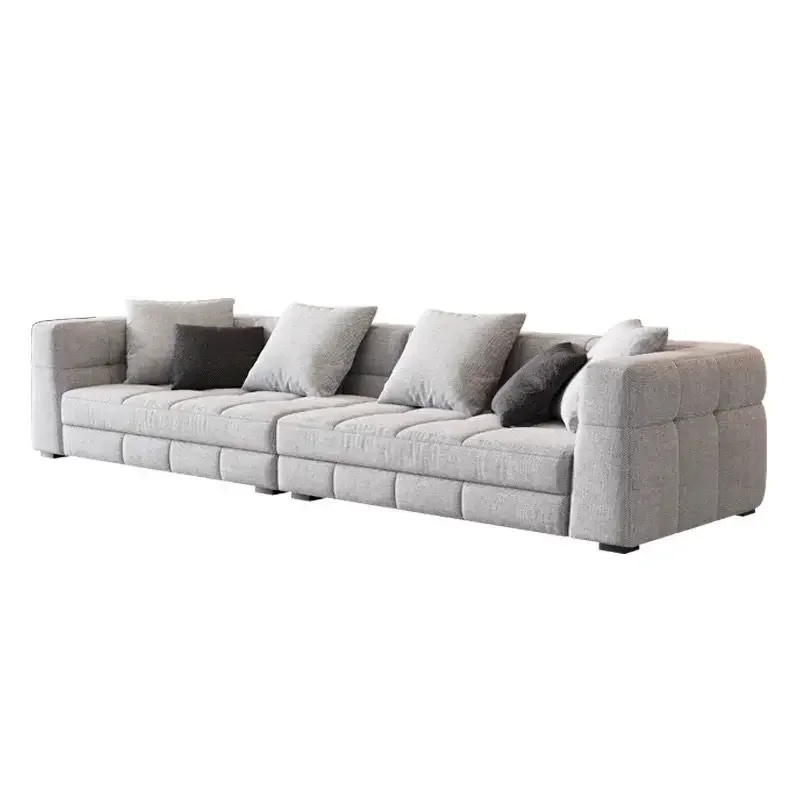 

cotton and linen fabric sofa small apartment straight row three modern simple living room