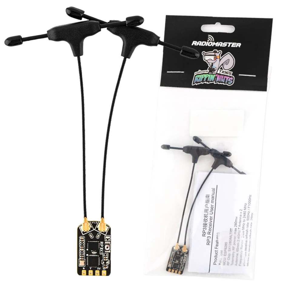 

Radio Master RP Series RP3 Diversity Receiver ExpressLRS V3.0 2.4GHz Dual Antenna Drone Toy Accessories