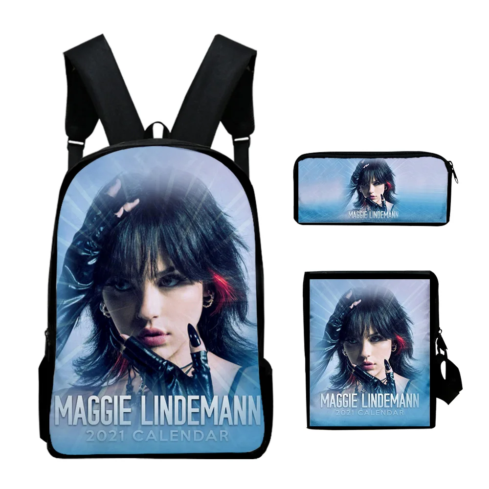 Cartoon Youthful Maggie Lindemann 3D Print 3pcs/Set Student Travel bags Laptop Daypack Backpack Shoulder Bag Pencil Case