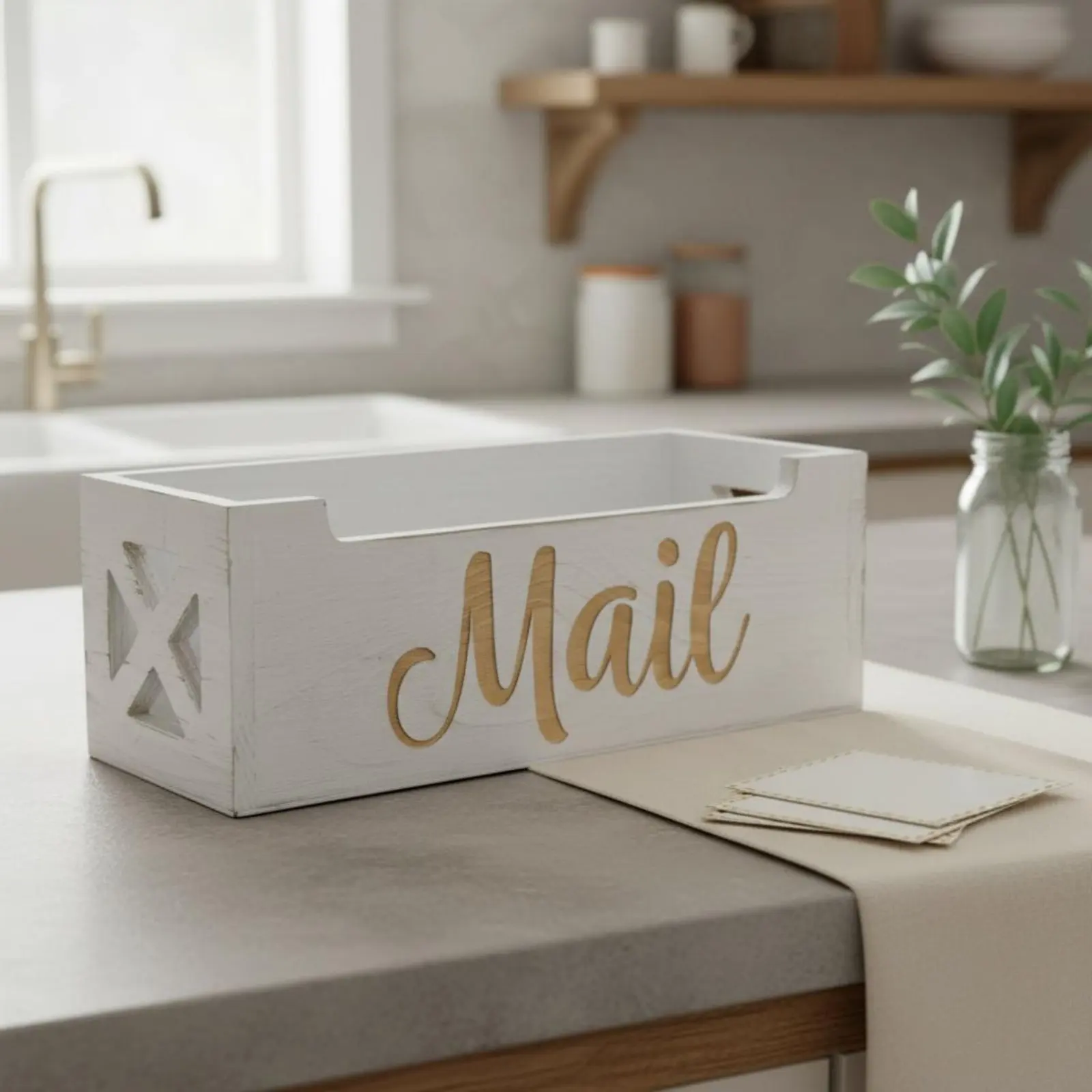 Picture 5: Wooden Mail Organizer Multifunctional Wall Mount Mail Holder Countertop Letter Sorter Space Saving Farmhouse Bill Organizer