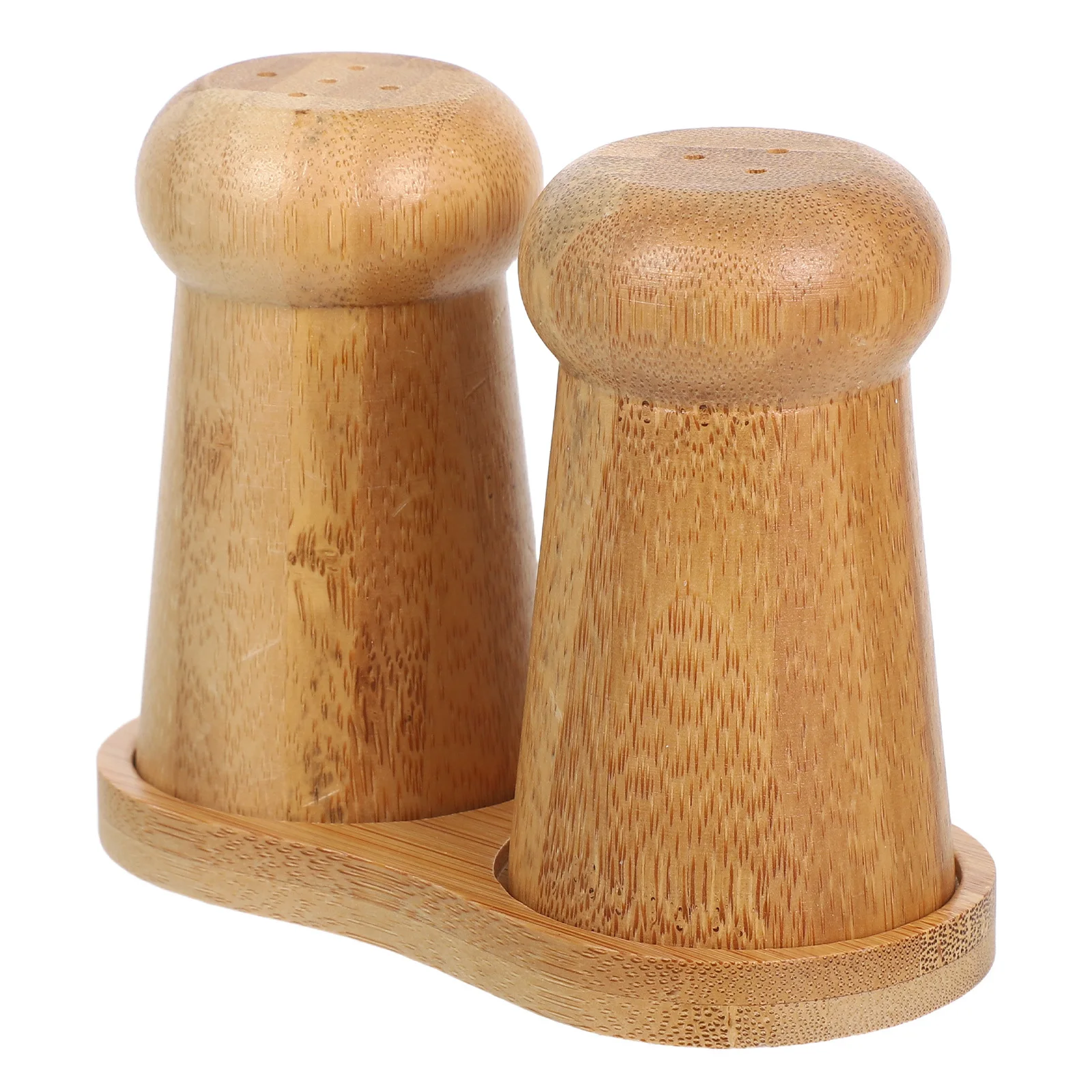 

1Set Bamboo Mushroom Salt Pepper Shakers Multi-Compartment Spice Organizer Tray Kitchen Seasoning Storage Container