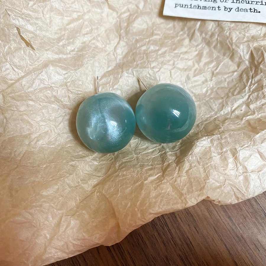 Women's Candy Color Smudge Round Stud Earrings, Versatile Gift