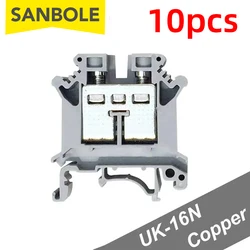 10pcs Universal Terminal Blocks UK-16N 16mm2 800V 101A DIN Rail Mounted Copper Connector Phoenix Screw Type UK16N