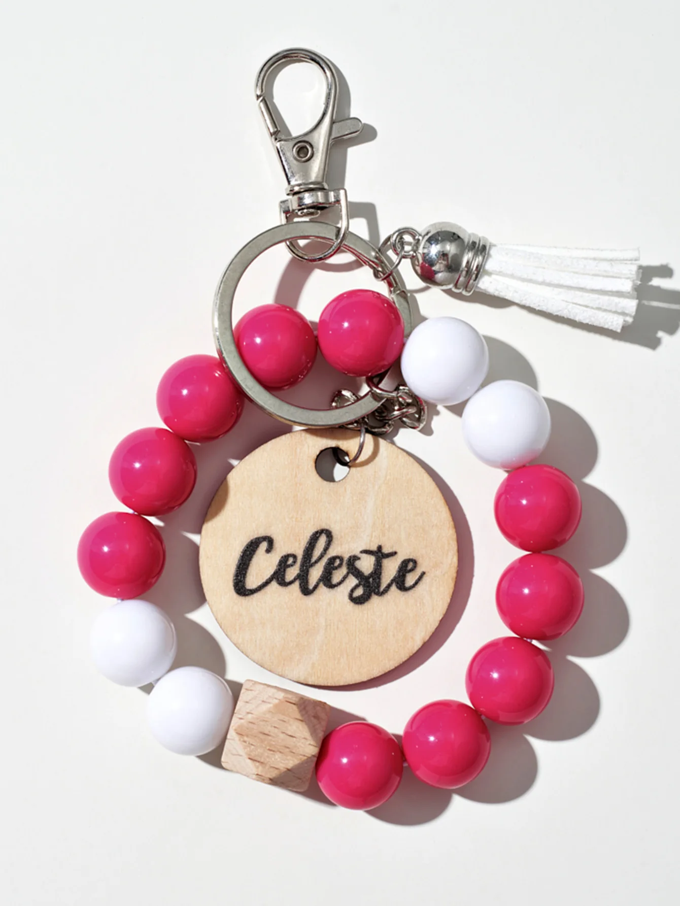 1 قطعة سلسلة المفاتيح مطرزة مخصصة-شخصية اسم اللؤلؤ الصلب محفورة بالليزر متعدد الألوان شرابة مريحة هدايا فريدة الاستخدام اليومي #3