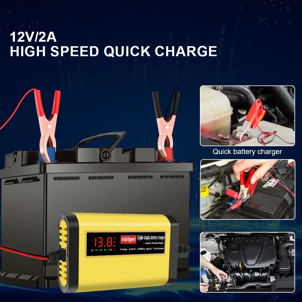 Car Accessories 3 Stages Lead Acid AGM GEL Battery-chargers Car Battery Charger