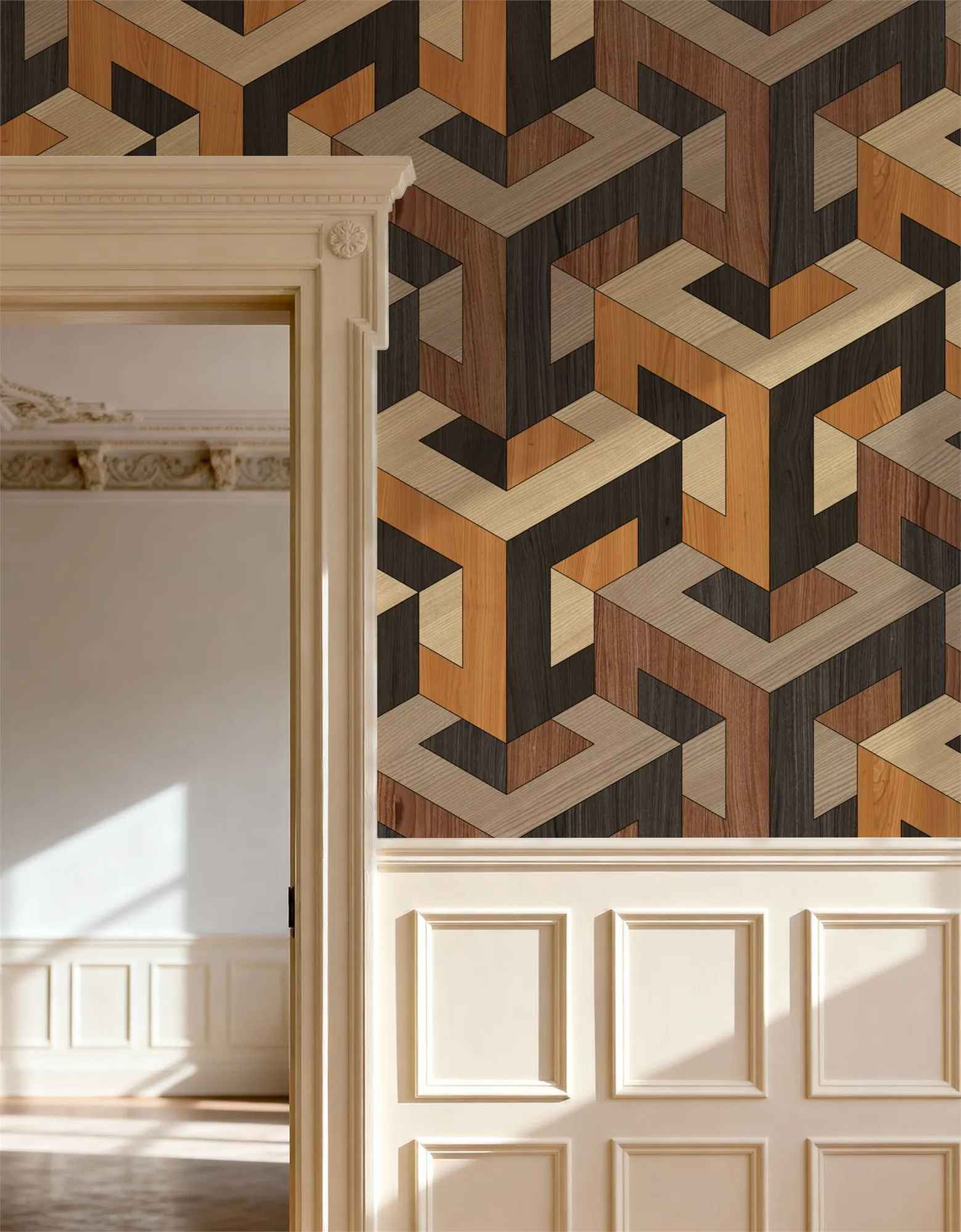 Custom Stacking Wood Wallpaper for Walls Made to Measure Large Wall Mural