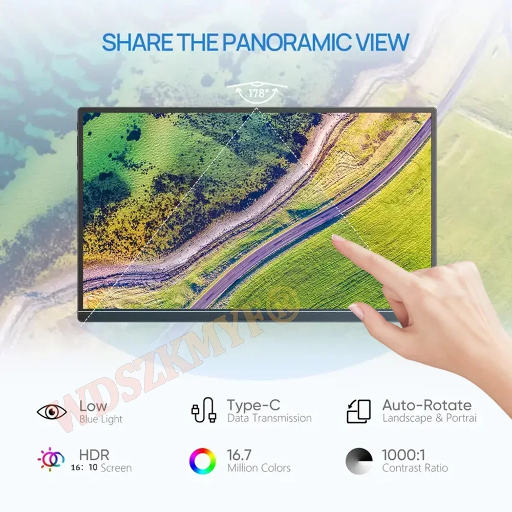 شاشة لمس محمولة 13.3 بوصة FHD 1080P IPS لوحة عرض ثانوي شاشة كمبيوتر Type-C HDMI لأجهزة الكمبيوتر المحمول Xbox Switch