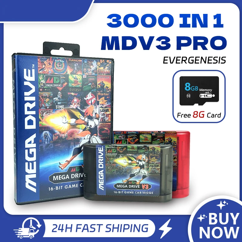 

Игровой картридж MegaDrive Genesis 3000 в 1 MD V3 Pro, 8 ГБ TF Gard для консоли SEGA Genesis Mega Drive США/Япония/EUR MegaDrive
