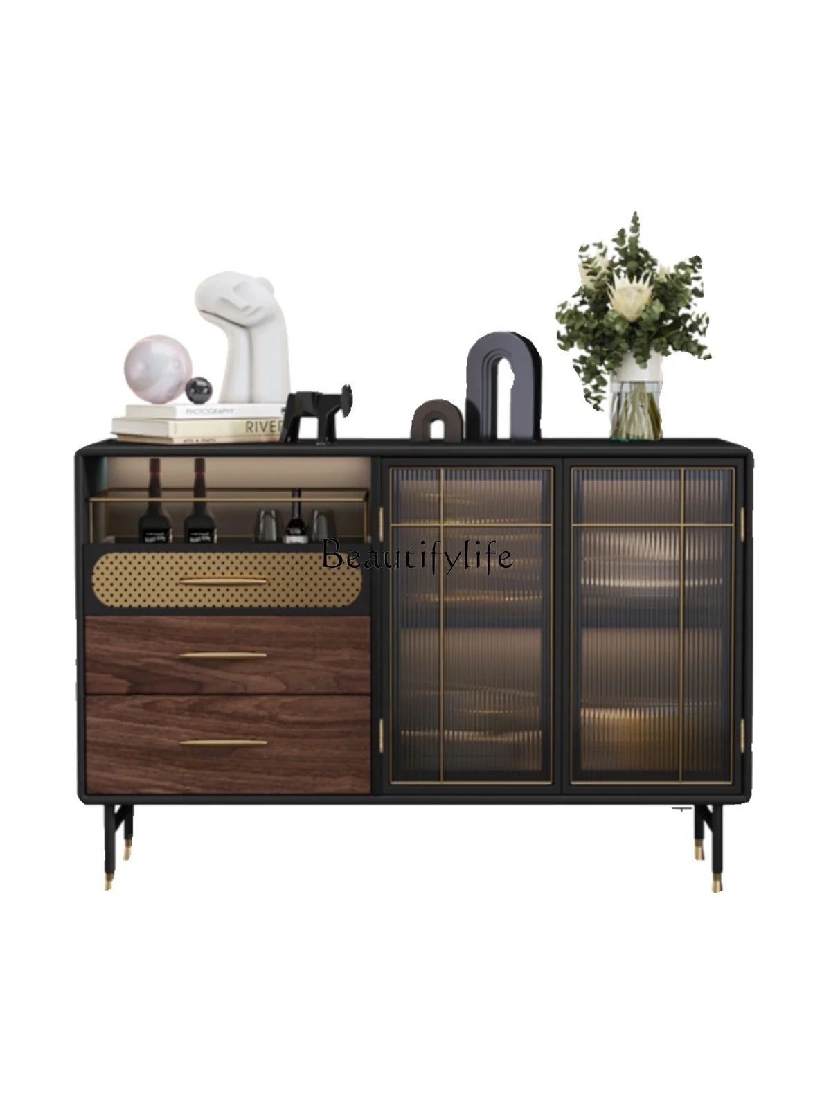 

Modern Minimalist Sideboard Dining Room High-Grade Glass Wine Cabinet Shelf