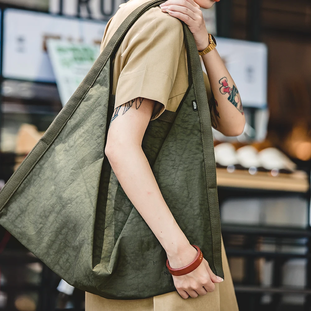 Maden Casual Large-capacity Waterproof Handbag Commuter Tote Bag Retro Olive Green Computer Messenger Bag for Women