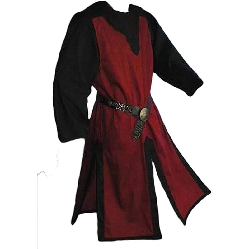 Uomo Medievale Cosplay Vestaglie Cavaliere Templario Crociato Cappotto Manica Lunga Manica Corta Mens Top Costume di Rievocazione