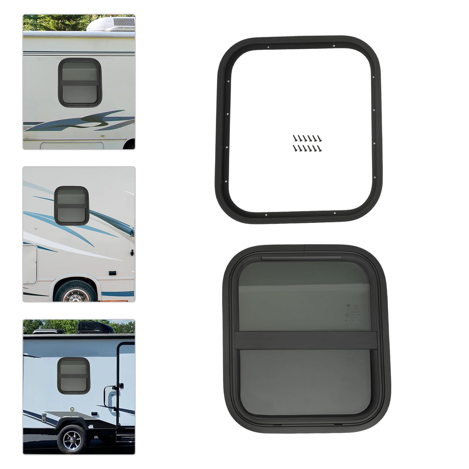 نافذة منزلق عمودي RV مقاس 14*16 بوصة نافذة مقطورة على شكل دمعة نافذة وشاح متنقل مع حلقة تقليم ونافذة شاشة #5