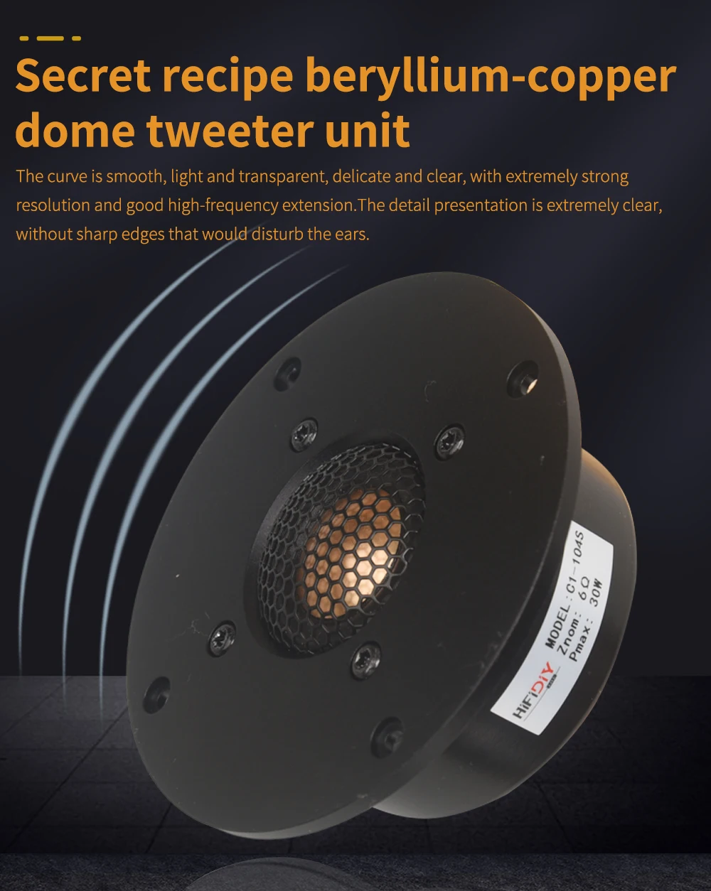 HIFIDIY LIVE hifi 4 inch  Tweeter Speaker Unit Beryllium copper film 6 OHM 30W  Aluminum panel Treble Loudspeaker C1-104S - Image 4