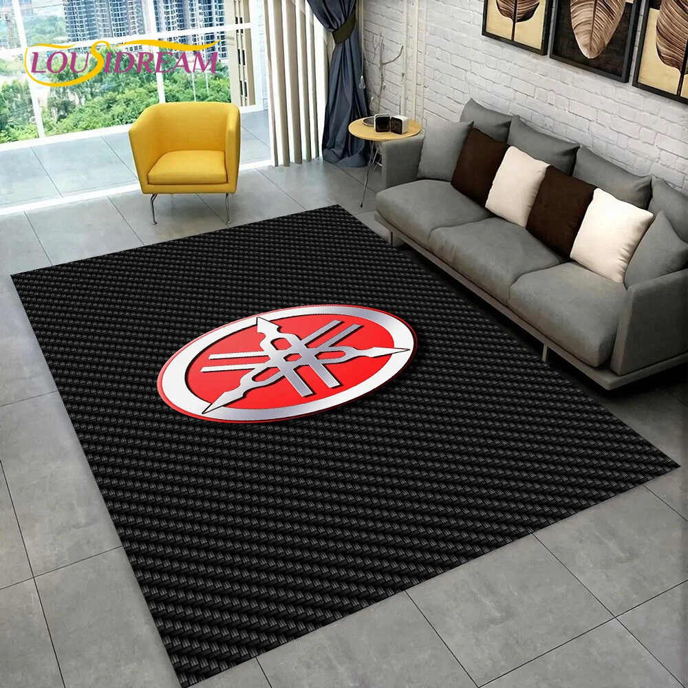 HD Fashion YAMAHA Logo Racing Motorcycle Rug Carpet for Living Room Bedroom Home Decor,Floor Mat Non-slip for Sofa Doormat Gift