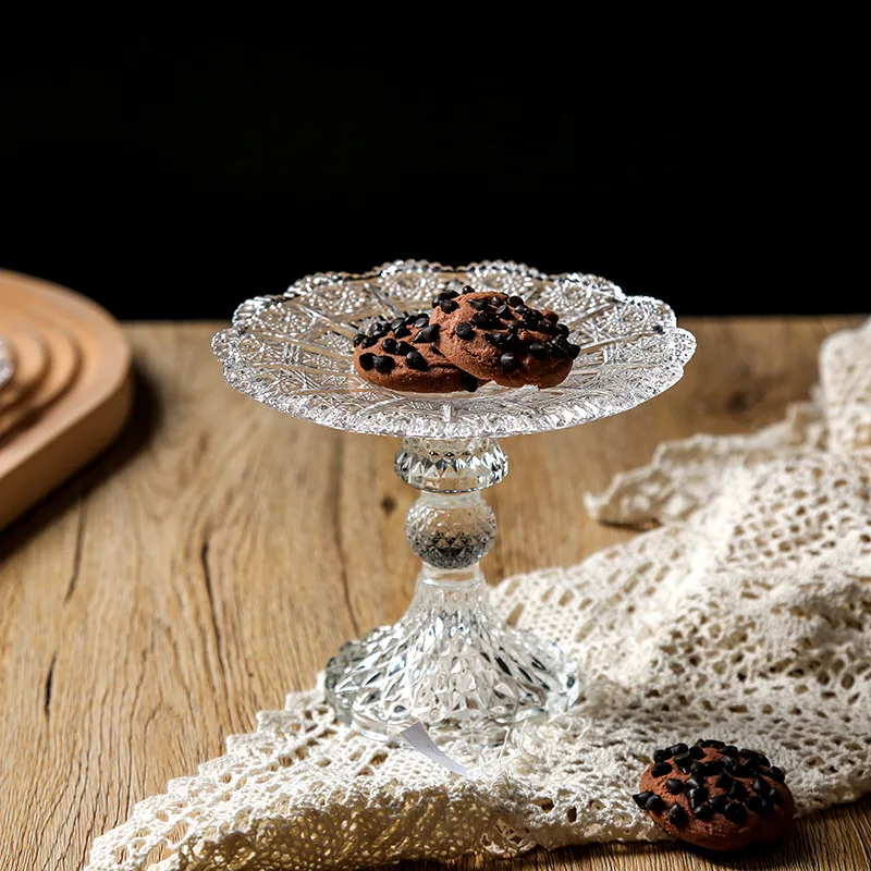 Crystal Glass Cake Stand Cake Display Stand Crystal Glass Fruit Plate Display Desserts Holder for Wedding Cakes Serving Platters