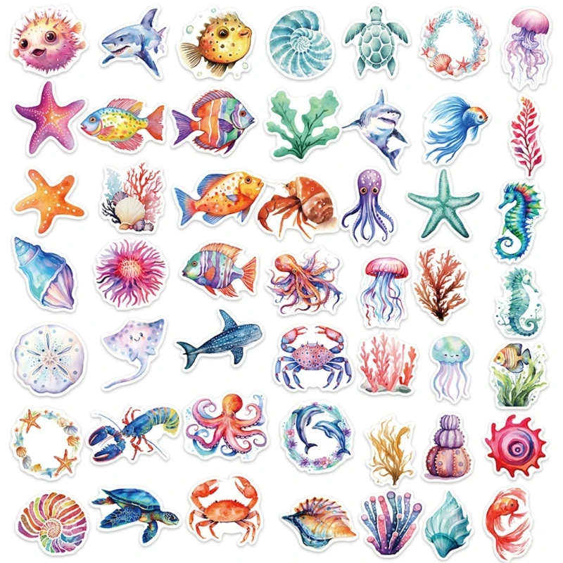 200x/Set Waterproof Ocean Stickers Water Bottle Stickers Sea Animal Stickers