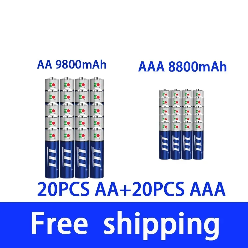 

AAA + AA rechargeable AA 1.5V 9800mah - 1.5V AAA 8800mAh alkaline battery flashlight toy watch MP3 player, free delivery