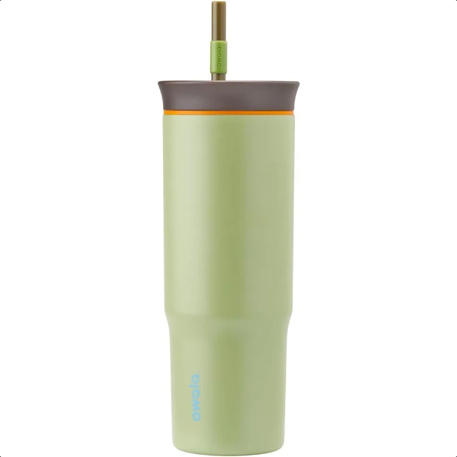 

Stainl Steel Triple Layer Insulated Travel Tumbler with Spill Resistant Lid and Straw BPA Free 24 oz Brown Green Brave Adventur