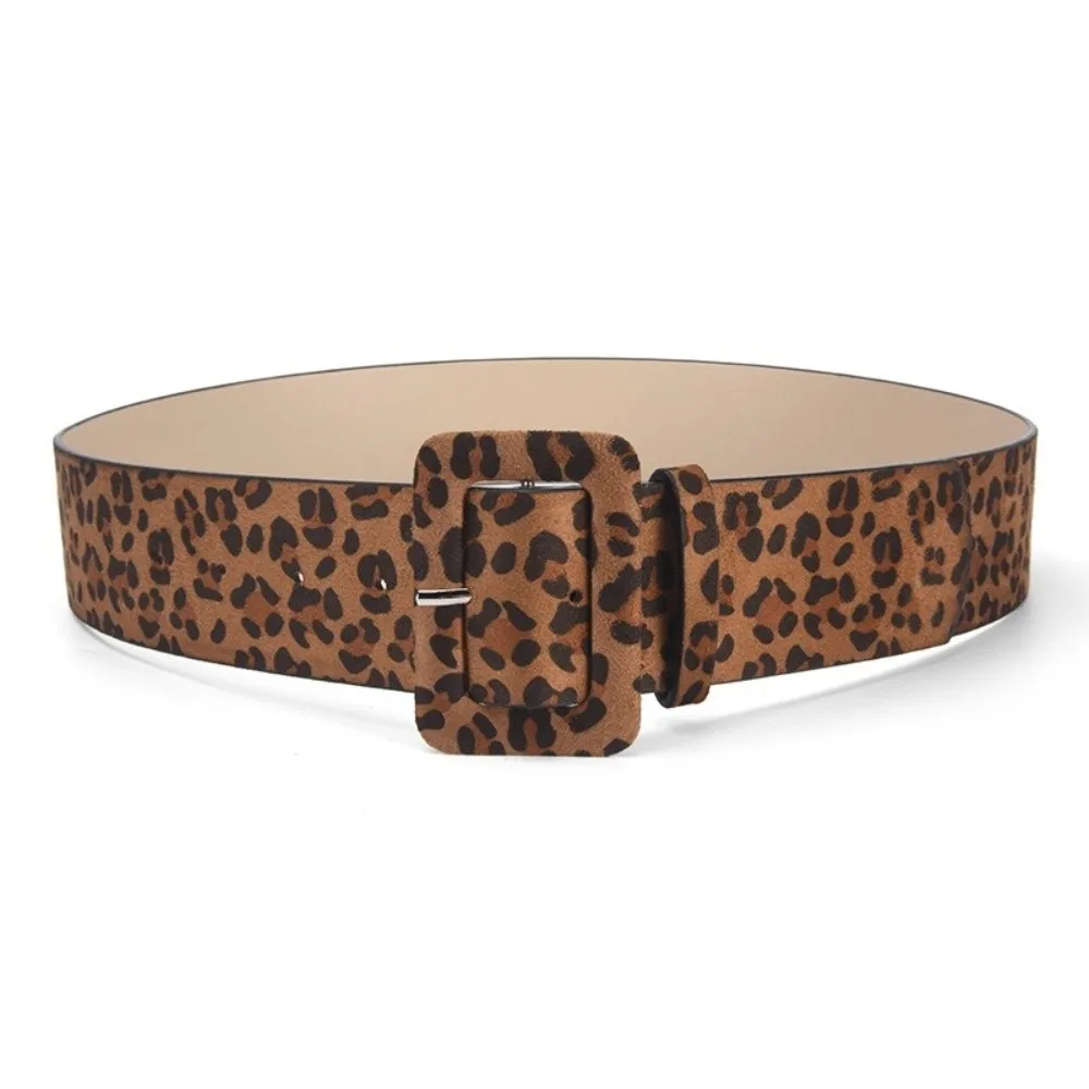 حزام خصر من جلد الغزال بتصميم كلاسيكي بلون سادة وإبزيم دبوس وحزام عريض بتصميم فاخر #2