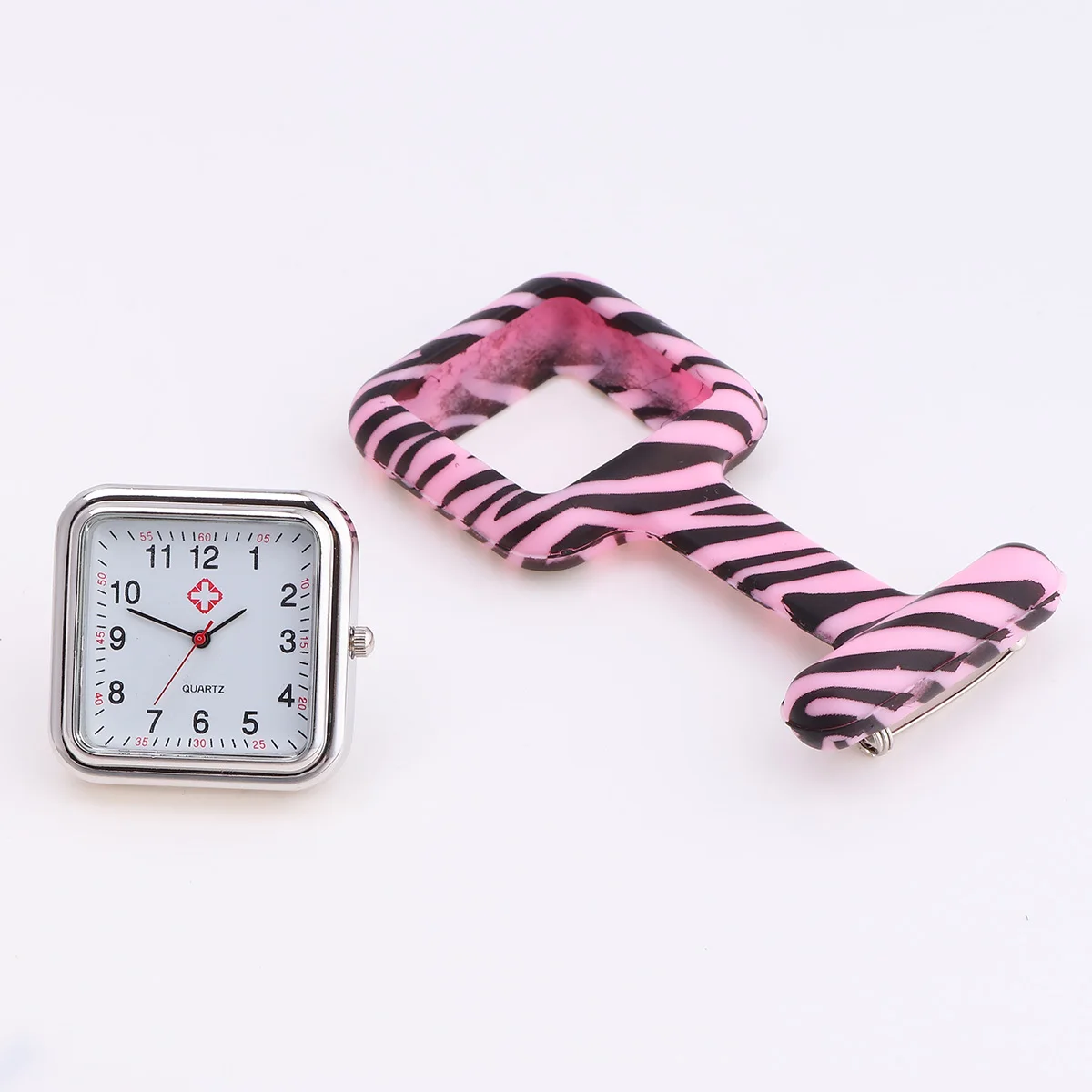 

1pc Silicone Nurse Square Printed Portable Hanging Pocket Watch For Doctor Hospital Staff Use Silicone Pocket Watch