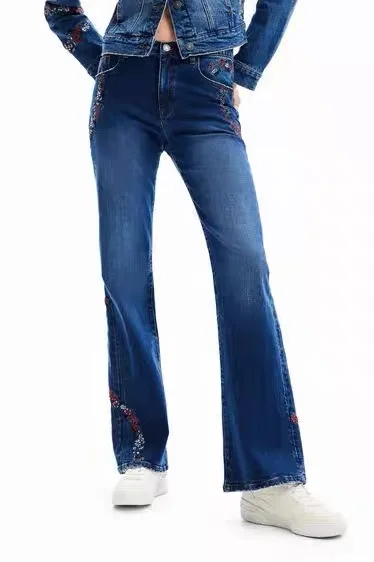 

Foreign trade original order: Spanish slim fit high elastic embroidered women's jeans, casual new fashion