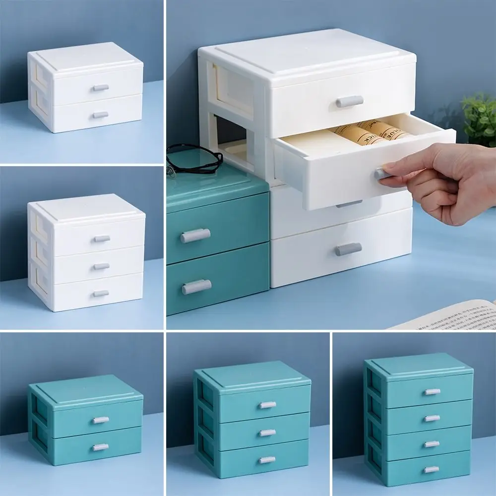 Multi-Layer Drawer Layered Storage Colorful Plastic Handle Box Dust-proof Drawer Style Cosmetics Storage Home Office