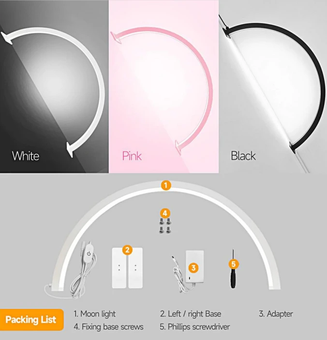 48W OEM Beauty Salon Lighting Desktop Arch Ring Led Lights Manicure Lamp Half-Moon Nail Art Lights Table Lamps