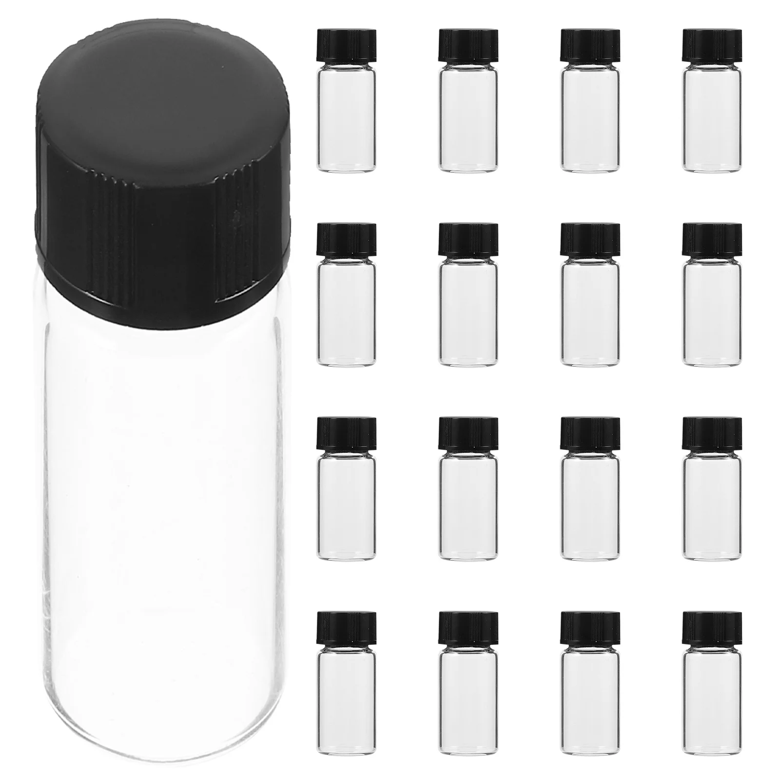 

100Pcs Transparent Glass Vials Threaded Clear Flat Bottom Bottles Secure Sealed Laboratory Sample Storage Oils