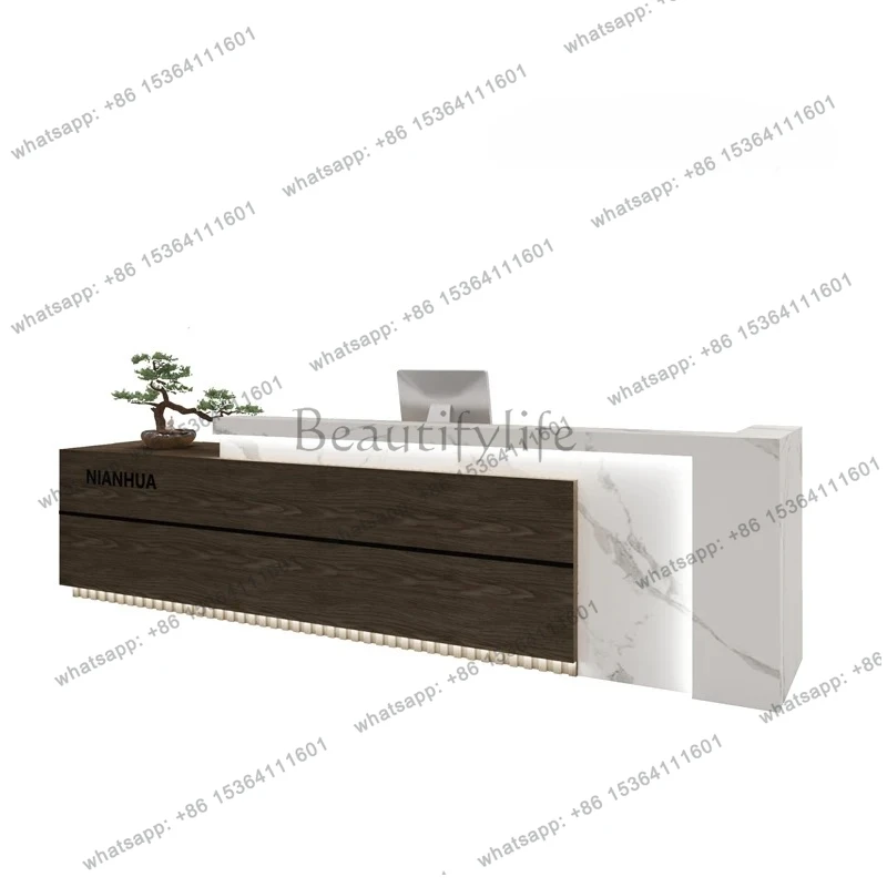 

Modern simple training institution reception front desk beauty salon solid wood paint checkout page