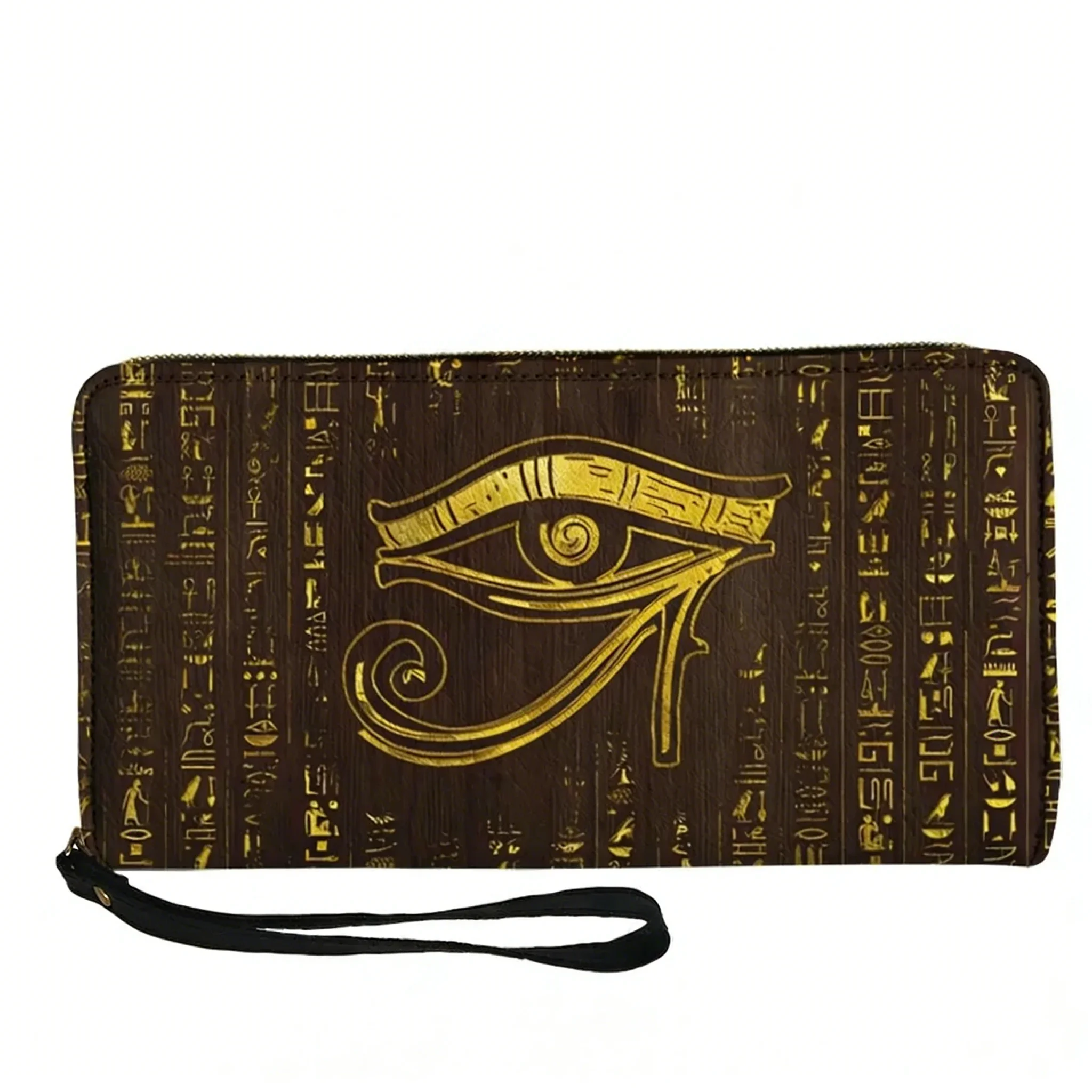 

Horus Egyptian God Eye of Egypt Custom Wallet Purse Mens Womens Teenagers Zipper Long Wallets Double Print Wallet Gift Bag