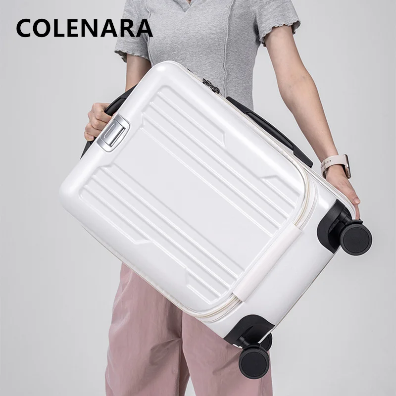 COLENARA 20Inch Student Suitcase ABS + PC Trolley Case Women's Boarding Box Cart Type Travel Bag with Wheels Rolling Luggage