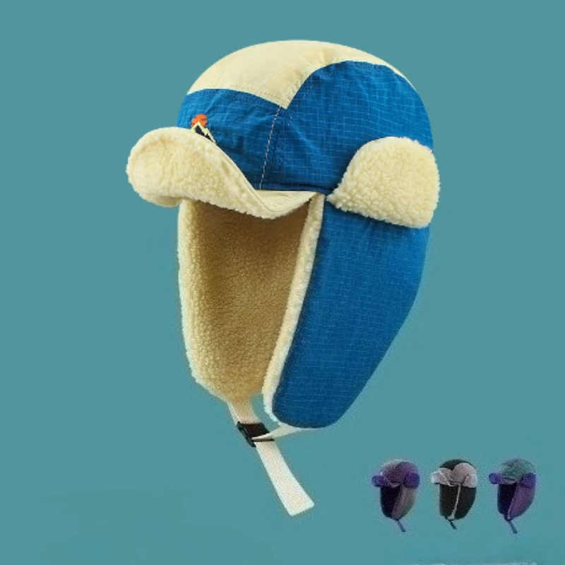 

Корейские вышитые цветные шапки-бомберы, зимние мужские и женские ветрозащитные шапки для езды на велосипеде на открытом воздухе, защита ушей, плюшевая лыжная летающая шапка