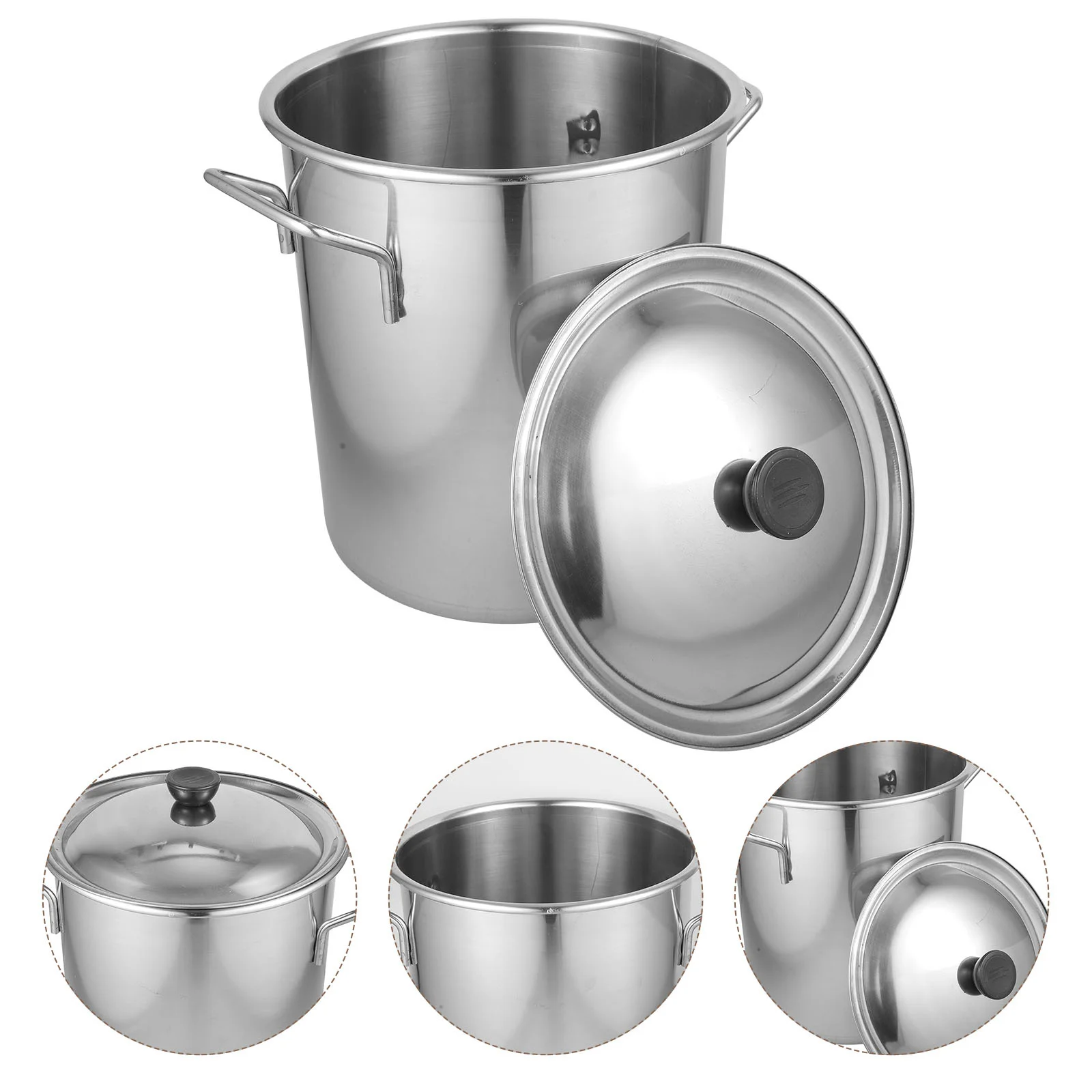 

Stainless Steel Stockpot Soup Pot With Lid Large Capacity For Kitchen Hotel Hospital School Use Rice Bucket