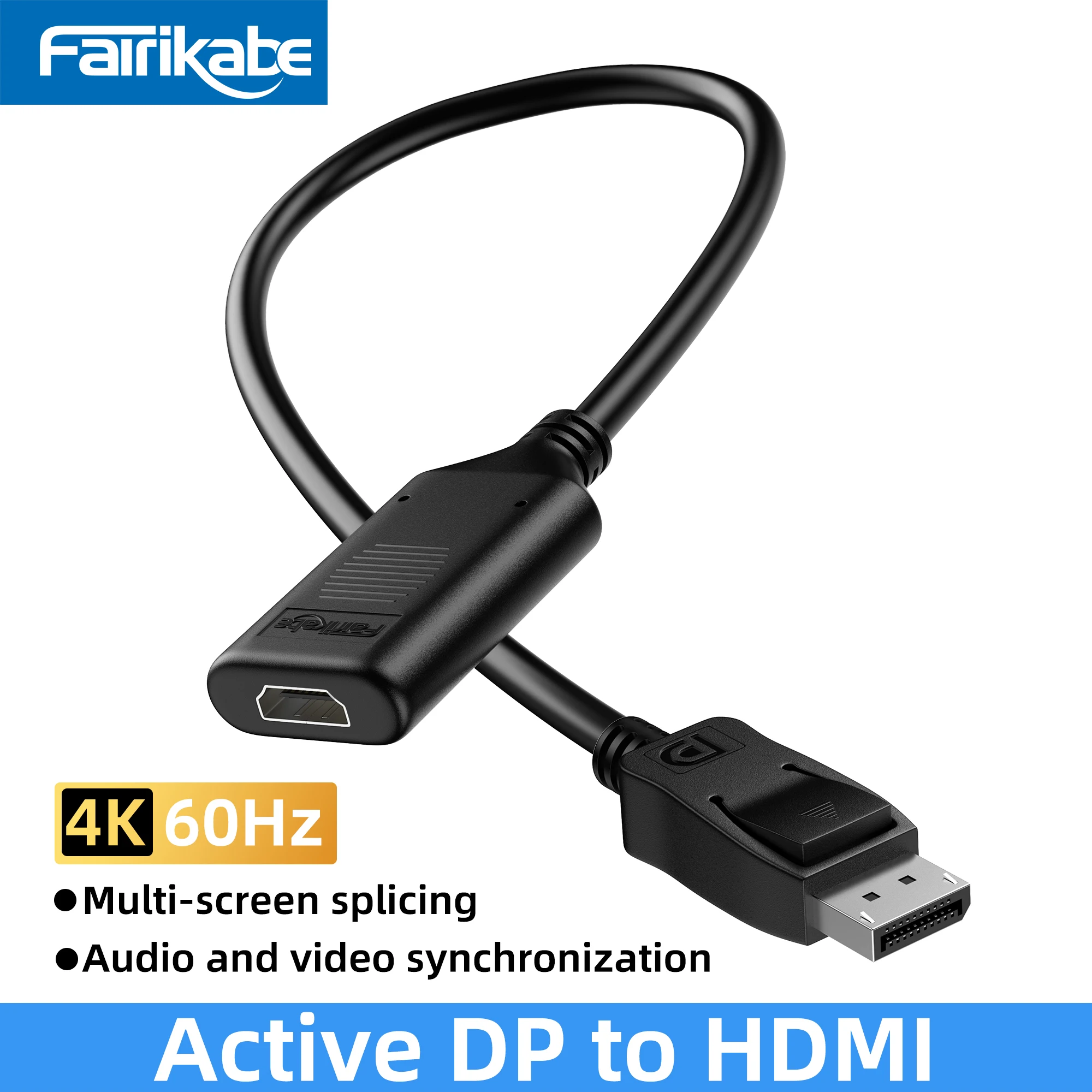 Fairikabe aktywny kabel Displayport do HDMI 4K 60Hz wieloekranowy łącznik DP do HDMI do monitora karty graficznej laptopa