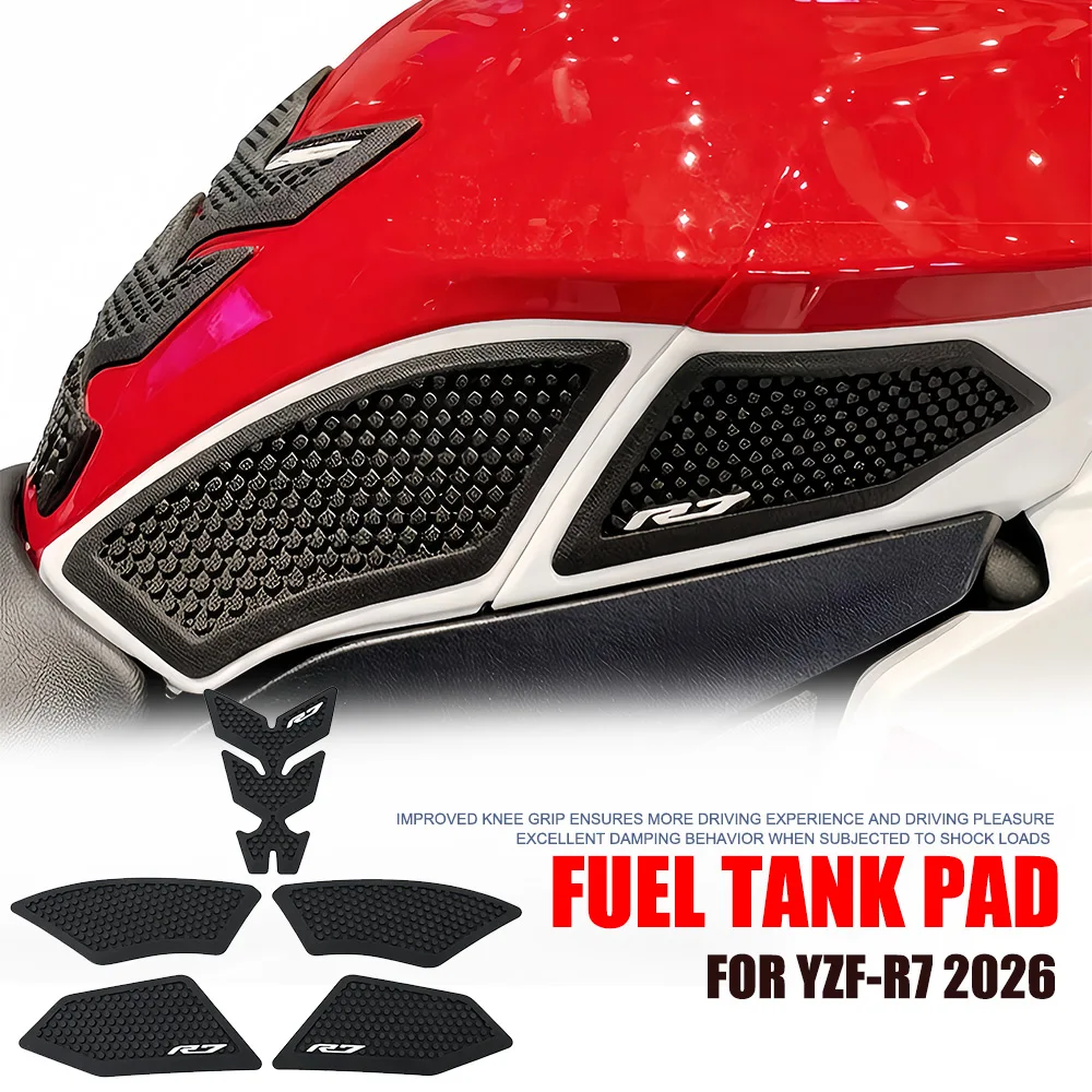

Motorcycle Rubber Anit-Slip Fuel Tank Pads Decal For YAMAHA R7 YZF-R7 2026 Side Fuel Tank Stickers Waterproof Pad Rubber Decal