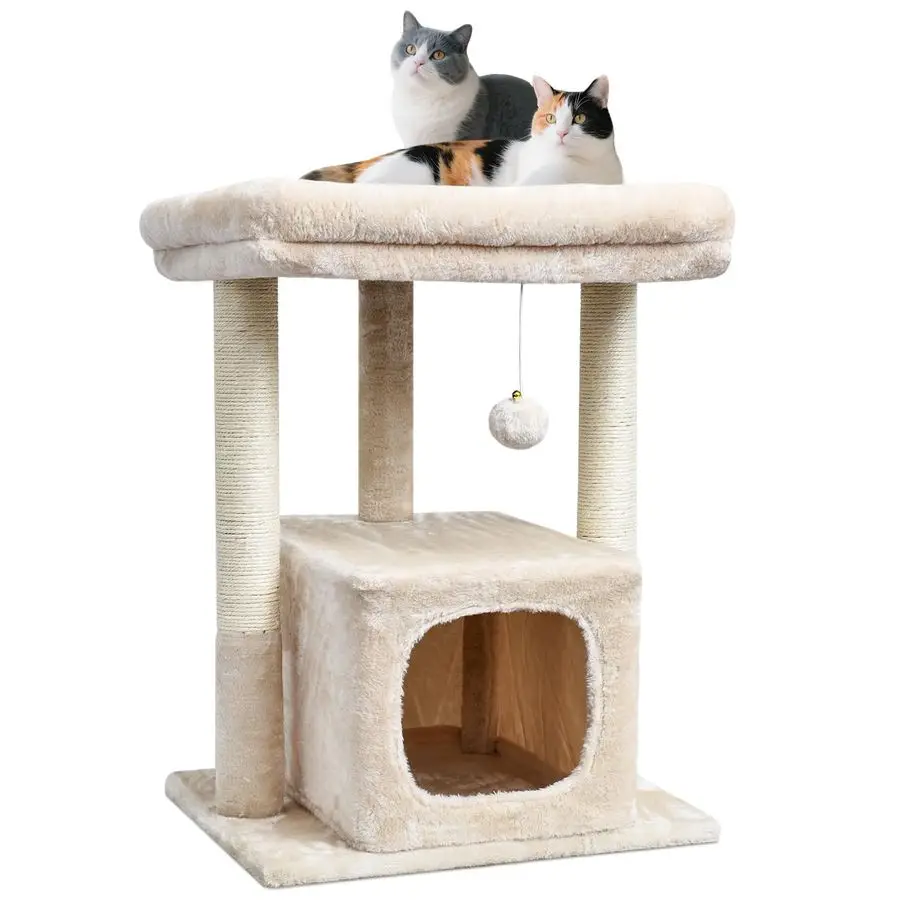 

27-ярусная лежанка-когтеточка для кошек, игровая башня с плюшевыми элементами и подвесным мячиком для игр